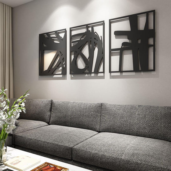 Elegant Abstractions: A Trio Wall Art - Meraky Art