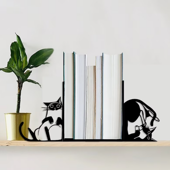 Clumsy Cute Cats Bookend (Not Priced) - Meraky Art